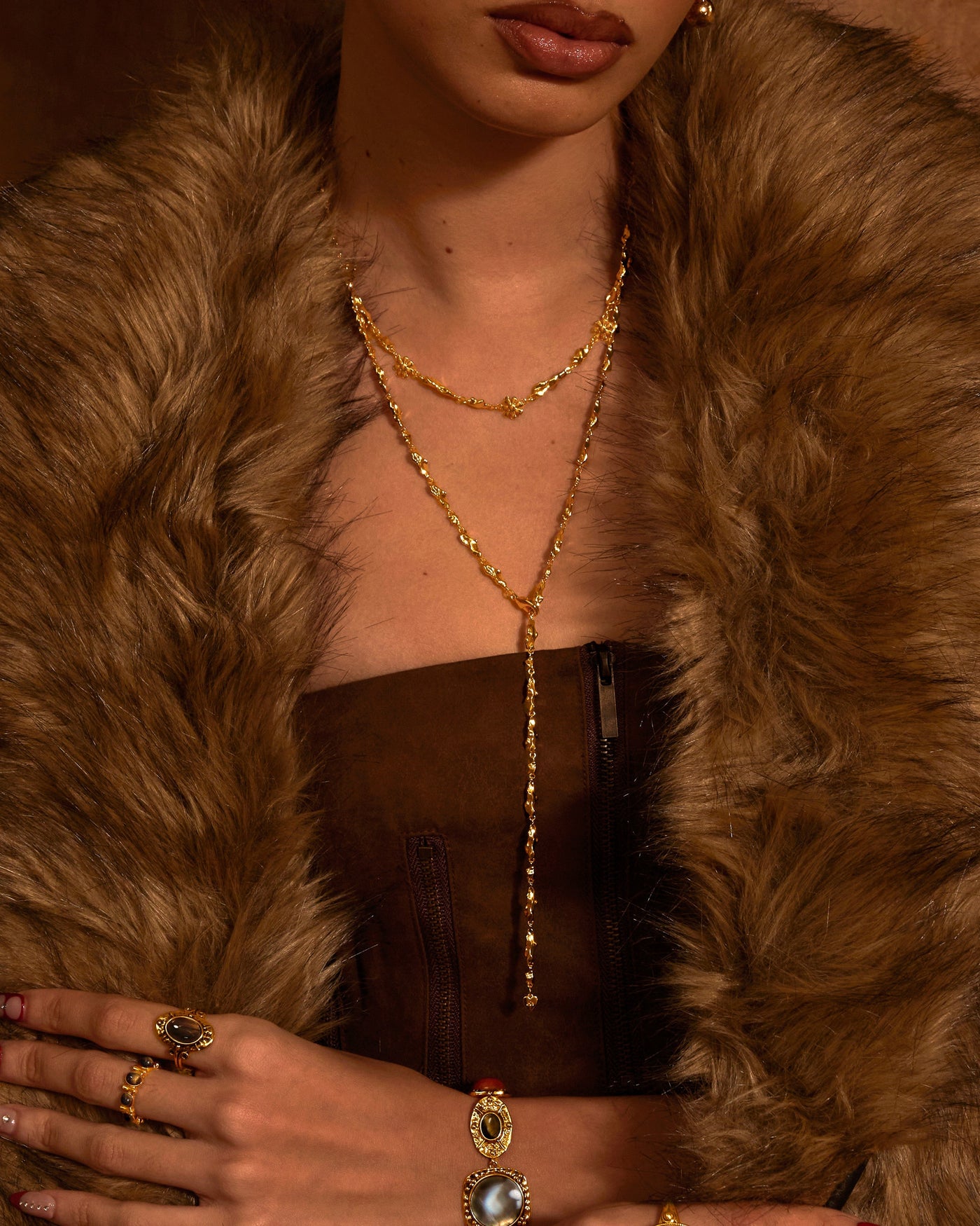 Gold Clusters Necklace Set