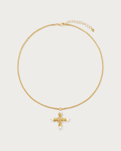 Florence Pearl Cross Necklace