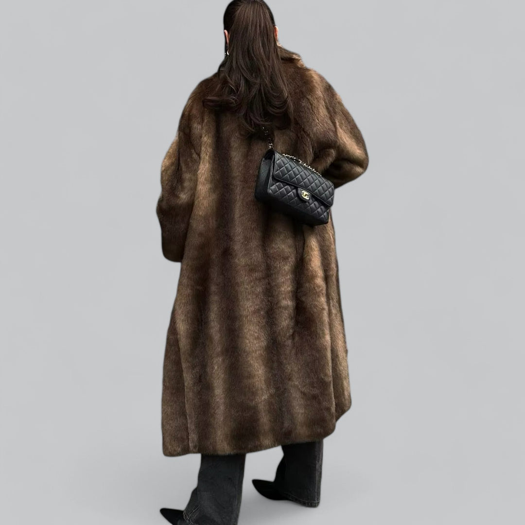 Long Faux Fur Trench Coat For Women
