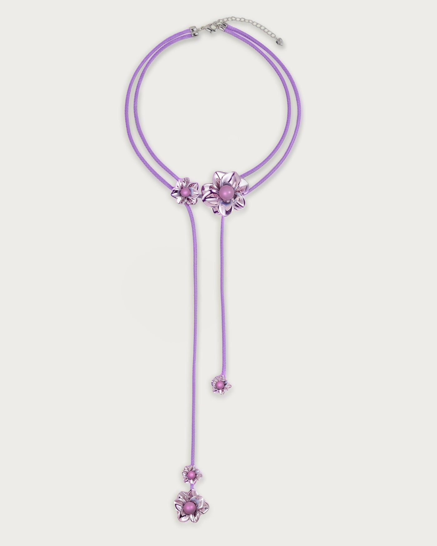 Branchlet Cord Necklace in Metallic Blue