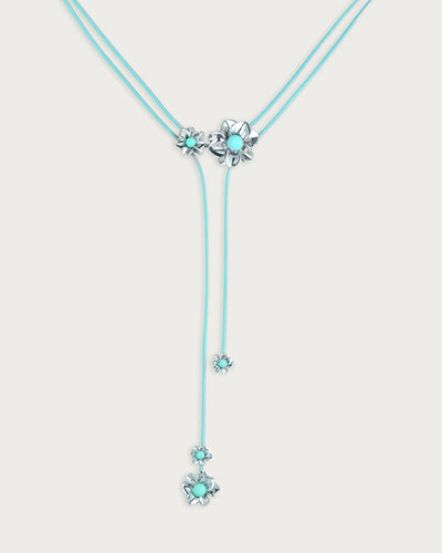 Branchlet Cord Necklace in Metallic Blue