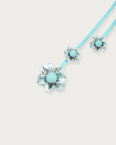 Branchlet Cord Necklace in Metallic Blue