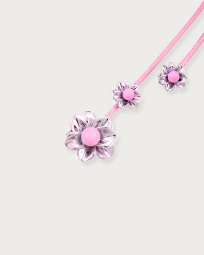 Branchlet Cord Necklace in Metallic Pink