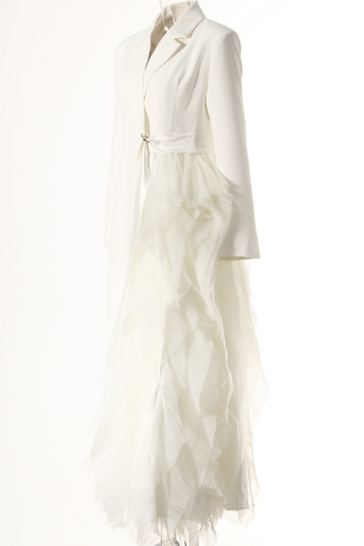 Dataya Mesh Patchwork Coat - White