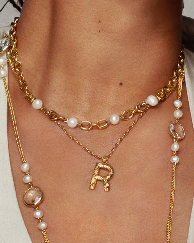 Textured Initial Letter Necklace
