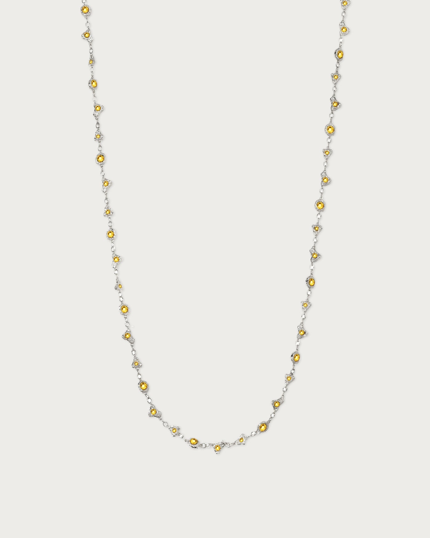 Lemon Crystal Long Chain in Silver