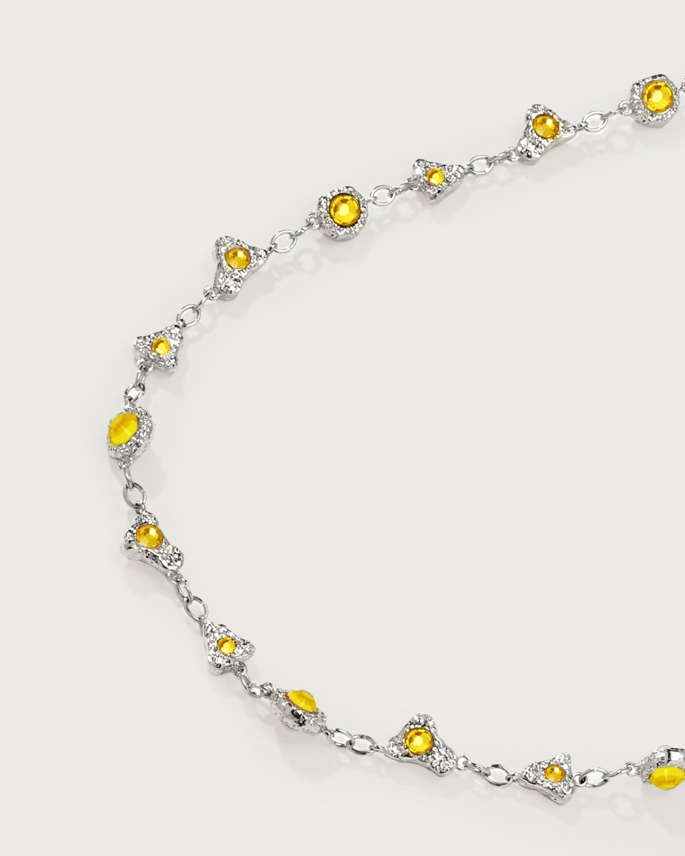 Lemon Crystal Long Chain in Silver