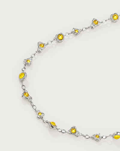 Lemon Crystal Long Chain in Silver