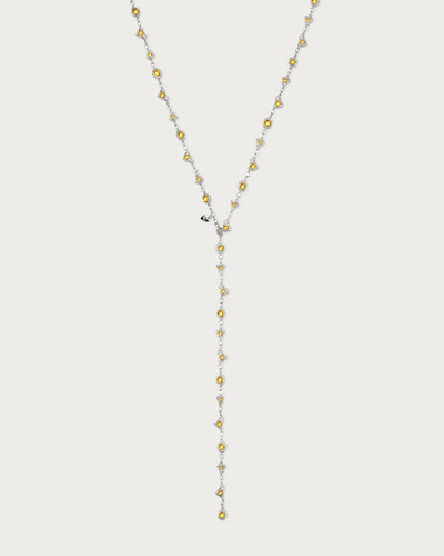 Lemon Crystal Long Chain in Silver