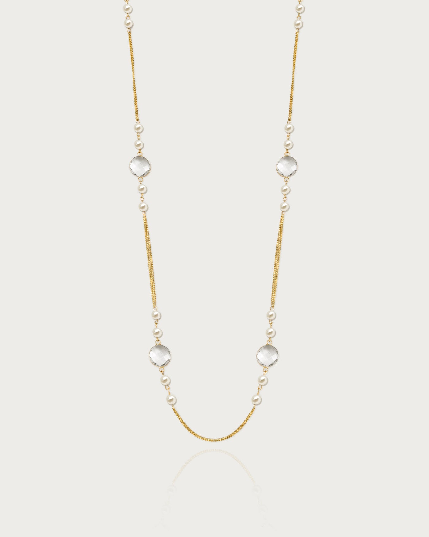 Pearl Cascade Long Station Necklace