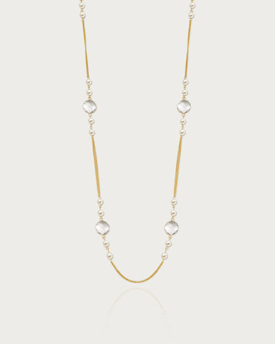 Pearl Cascade Long Station Necklace