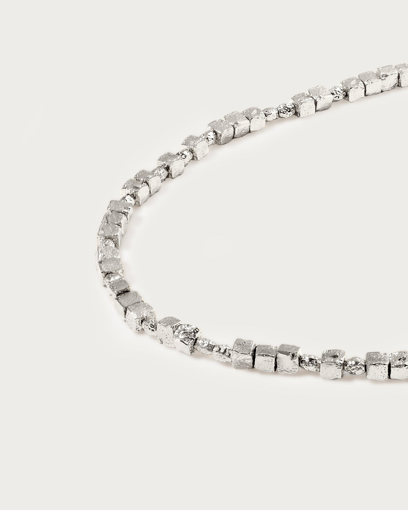 Textured Square Necklace in Silver