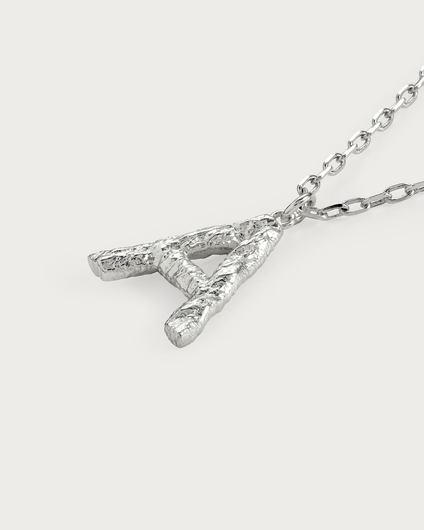 Textured Initial Letter Necklace in Silver