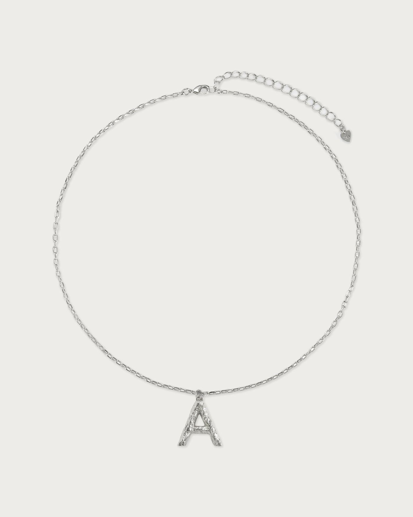Textured Initial Letter Necklace in Silver