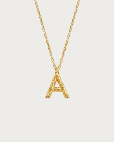 Textured Initial Letter Necklace