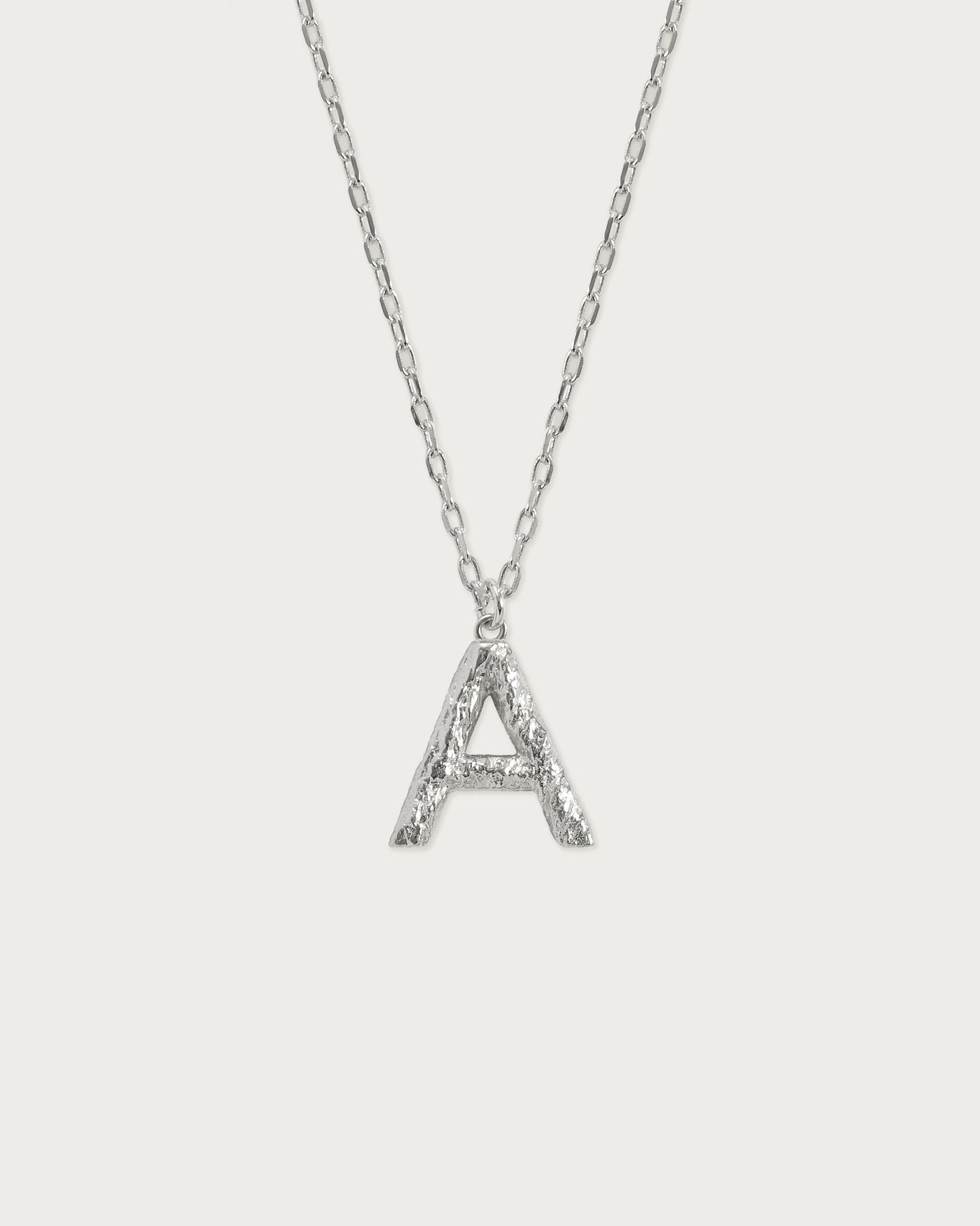 Textured Initial Letter Necklace in Silver