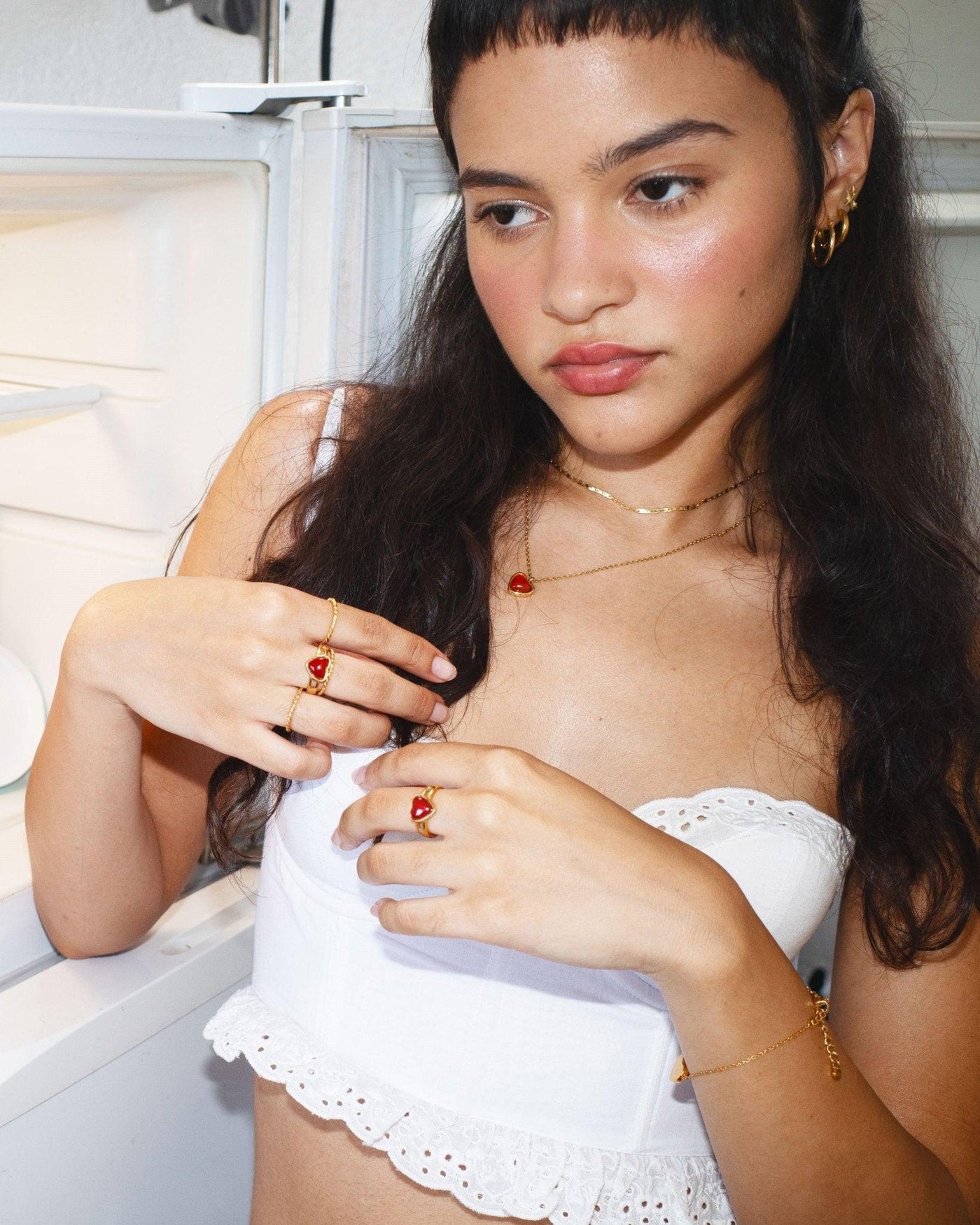 Carnelian Heart Necklace & Ring Set