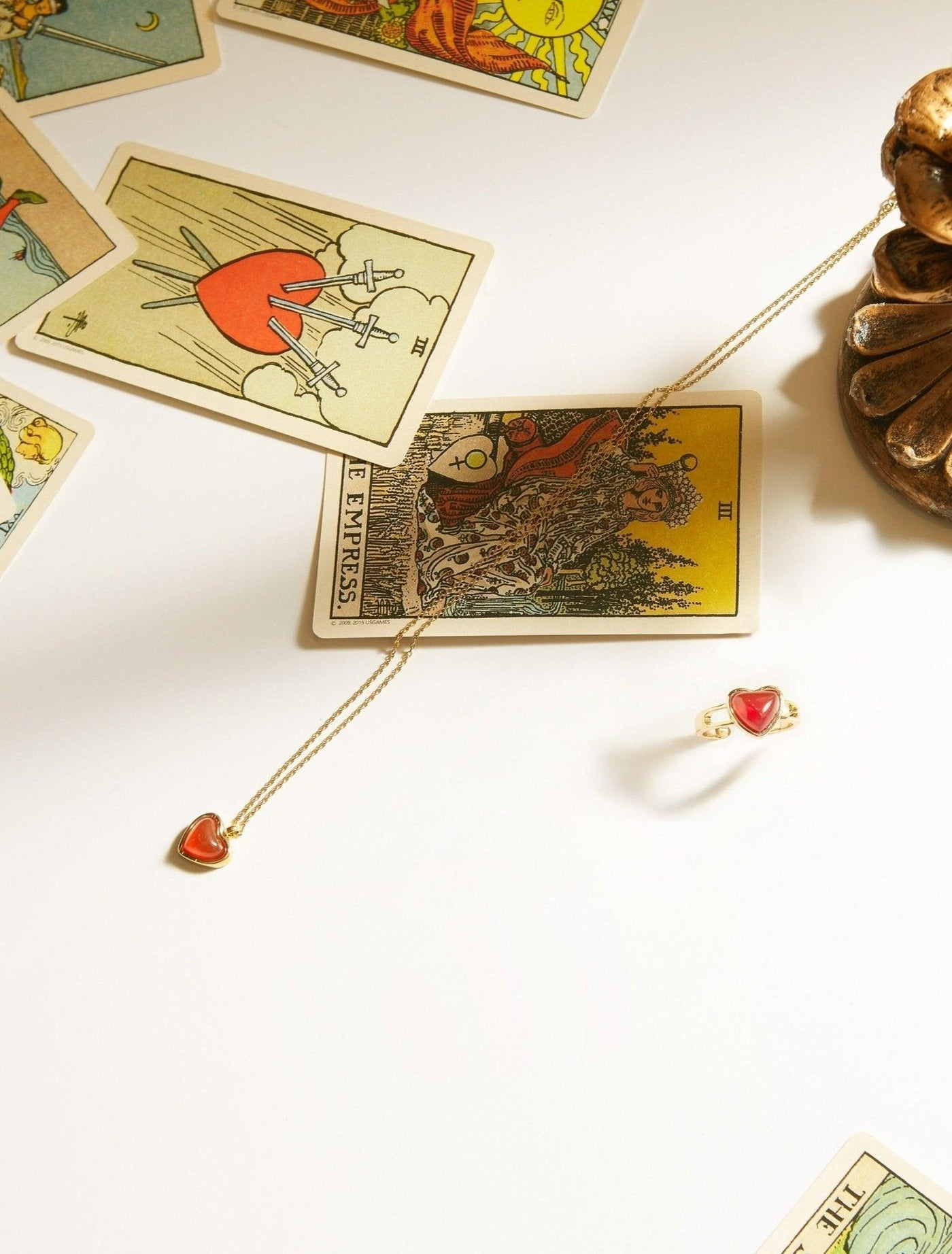 Carnelian Heart Necklace & Ring Set