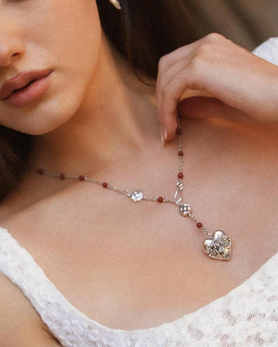 Carnelian Veil Lariat Necklace