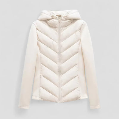 Women’s Cotton Blend Hooded Puffer Jacket with Long Sleeves