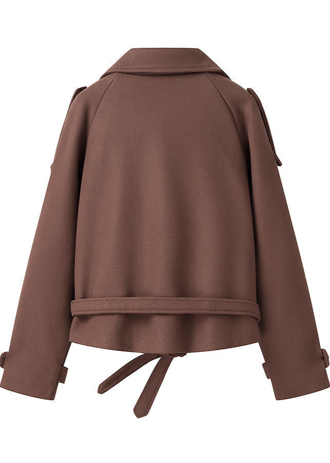 Aubryn - Cropped Wool Blend Belted Trench Jacket