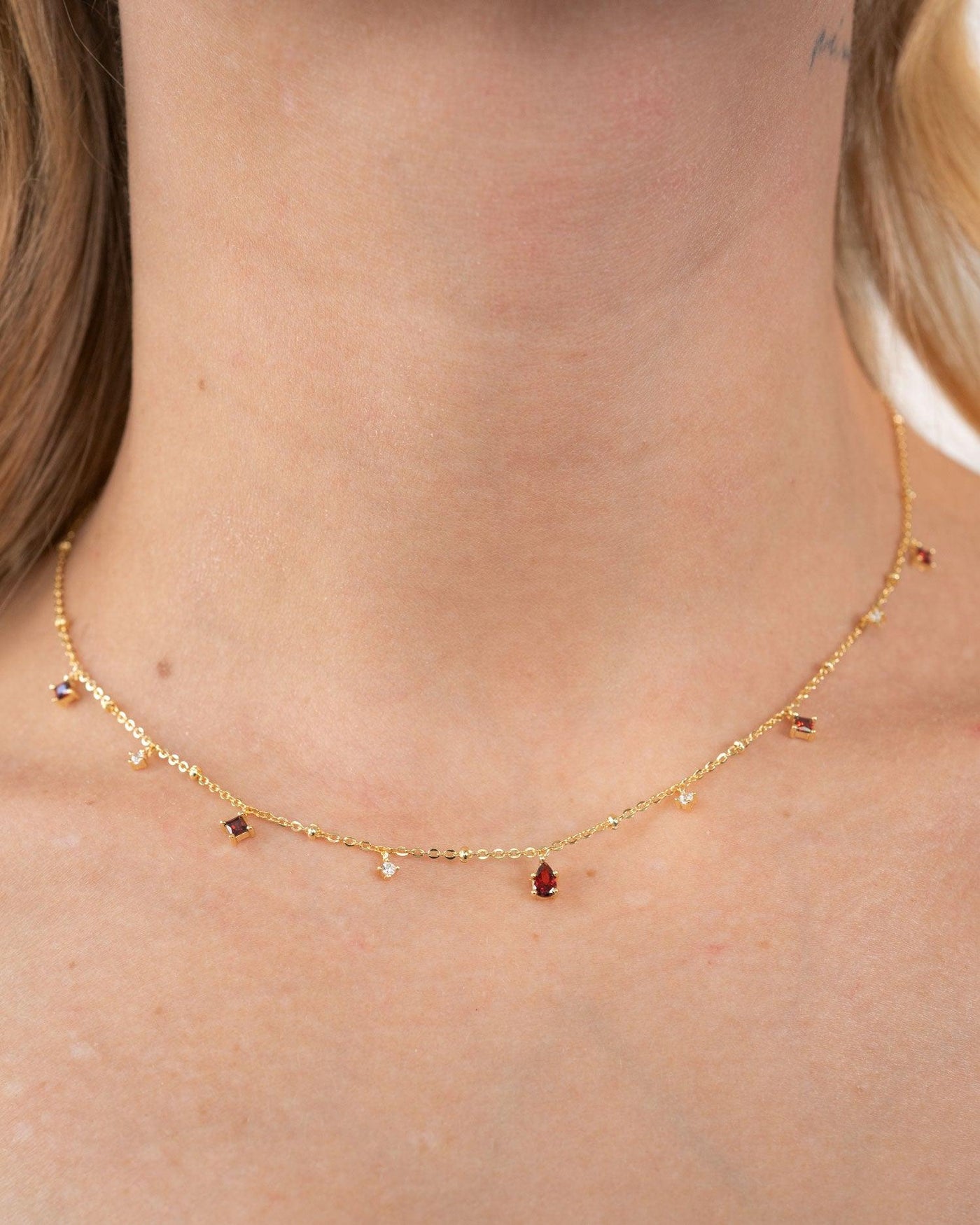 Elysee Necklace in Garnet Red