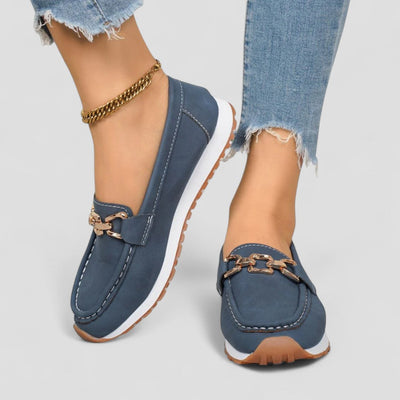 Orthopedic Suede Chain Detail Loafers for Women