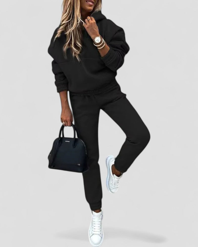 Women Cotton Blend Sporty Casual Hoodie Tracksuit Set