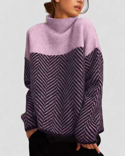 Soft Knit Turtleneck Sweater with Patterned Design
