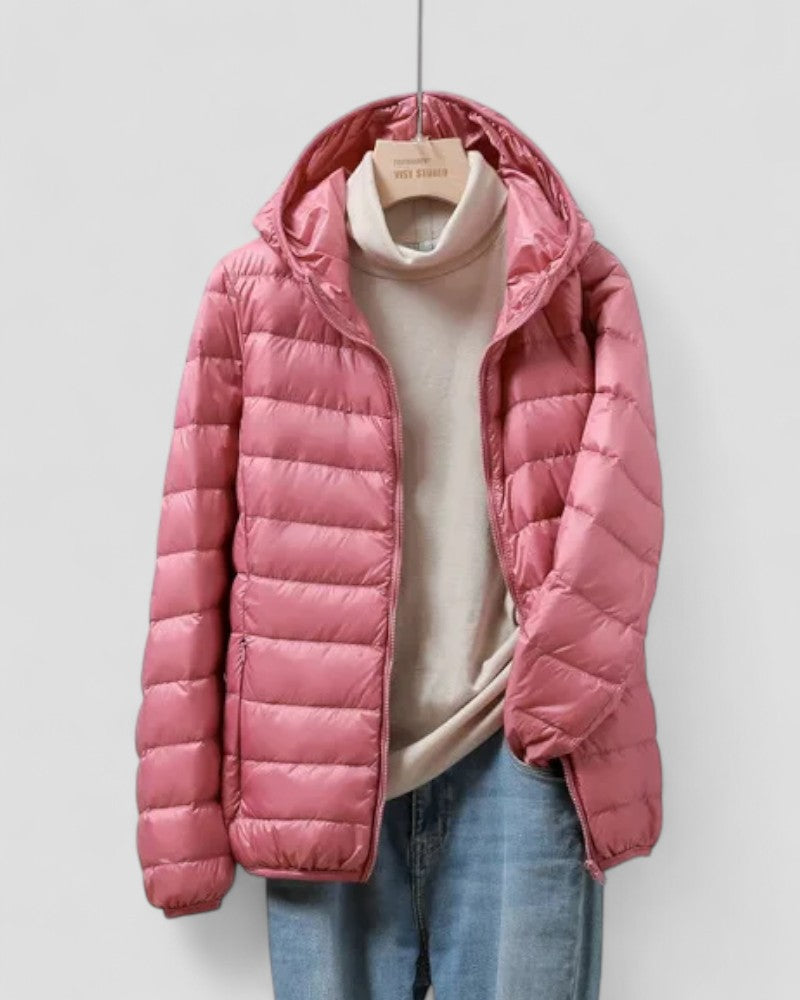 Lightweight Packable Puffer Jacket with Hood for Women