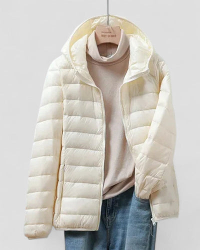 Lightweight Packable Puffer Jacket with Hood for Women
