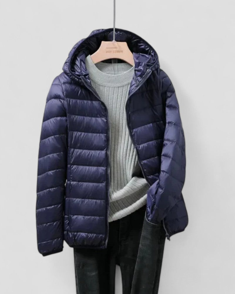 Lightweight Packable Puffer Jacket with Hood for Women