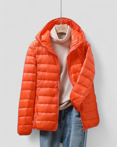 Lightweight Packable Puffer Jacket with Hood for Women