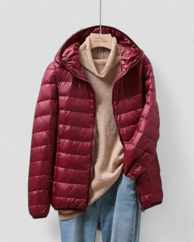 Lightweight Packable Puffer Jacket with Hood for Women