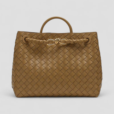 Woven Leather Tote Bag with Top Handle