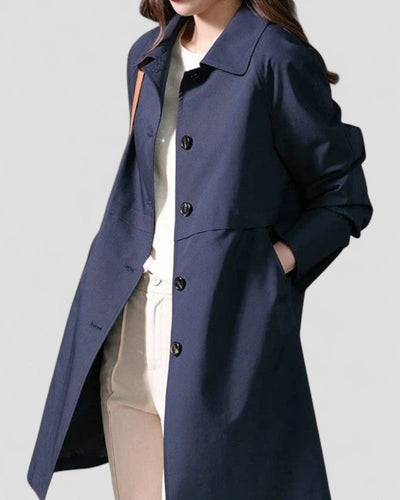 Elegant Cotton Blend Button Front Short Trench Coat for Women