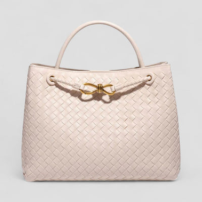 Woven Leather Tote Bag with Top Handle