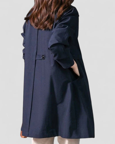 Elegant Cotton Blend Button Front Short Trench Coat for Women