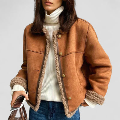 Faux Shearling Lined Winter Jacket for Women