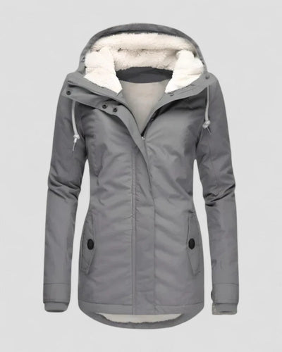 Women Waterproof Hooded Winter Jacket with Fleece Lining