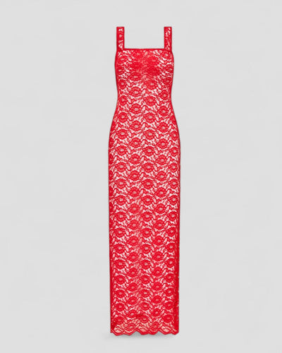 Sheer Lace Sleeveless Maxi Dress