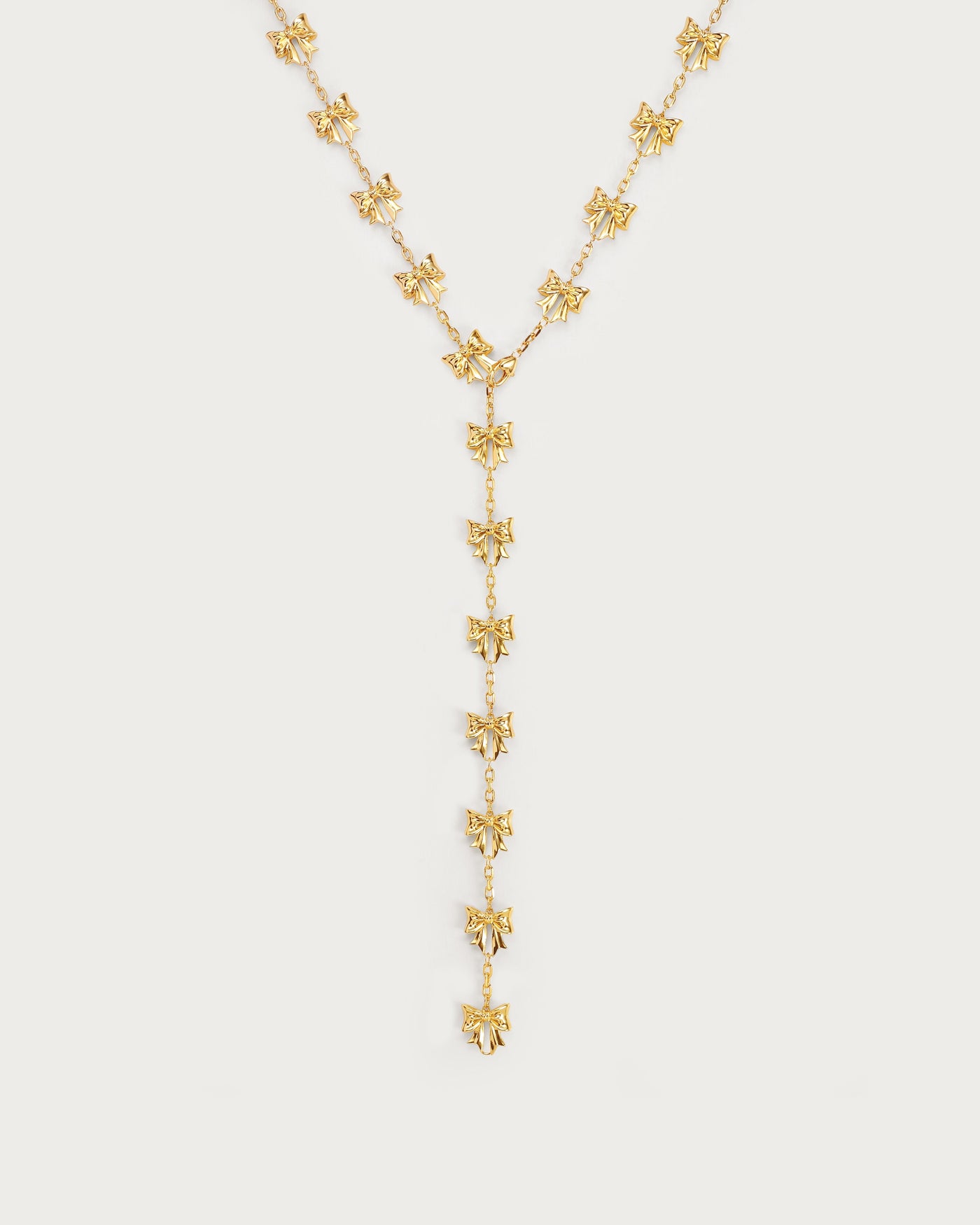 Bow Lariat Long Necklace in Silver