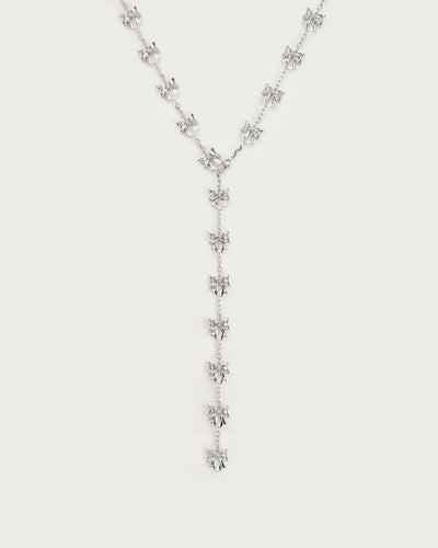 Bow Lariat Long Necklace in Gold