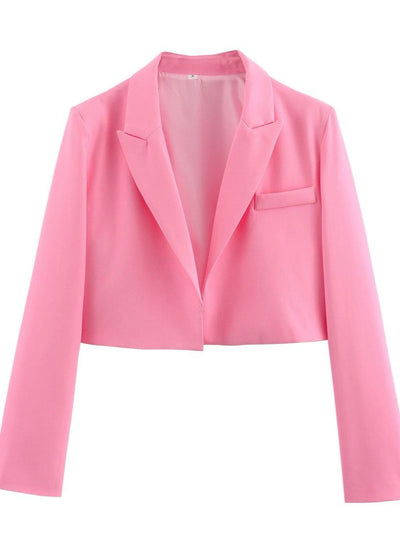 Riviera Cropped Blazer – Soft Pink Tailored Statement