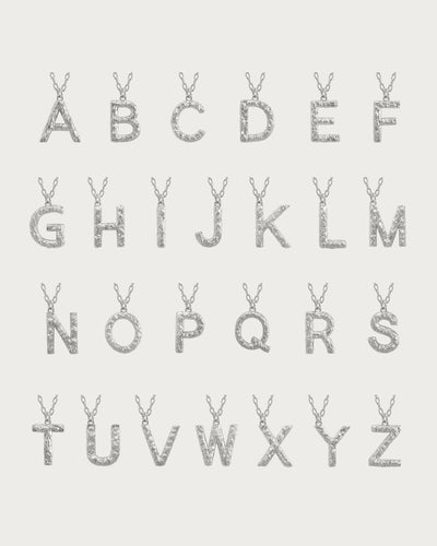 Textured Initial Letter Necklace in Silver